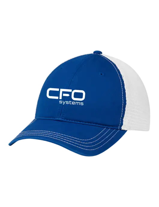 Richardson 111 Garment Washed Trucker Cap Royal w/White Mesh w/CFO Systems Logo
