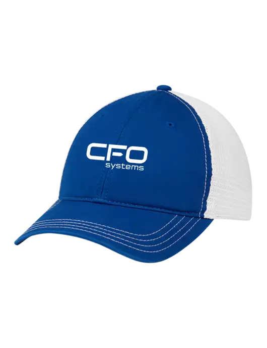 Richardson 111 Garment Washed Trucker Cap Royal w/White Mesh w/CFO Systems Logo