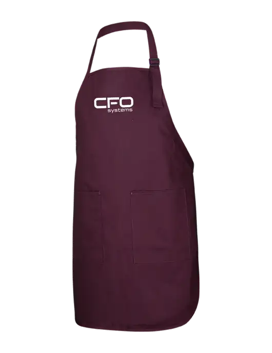 Full-Length Maroon Apron With Pockets w/CFO Systems Logo