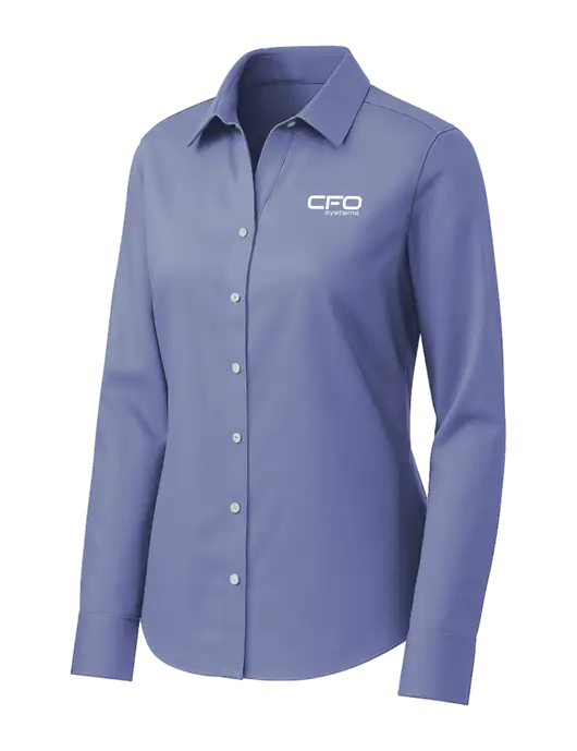 Brooks Brothers Womens Royal Blue Wrinkle-Free Stretch Pinpoint Shirt w/CFO Systems Logo