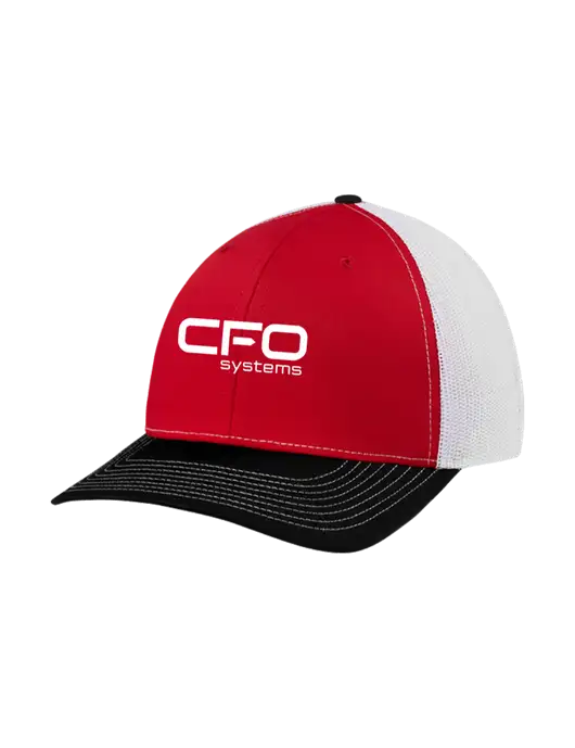 Richardson Adjustable Snapback Original 112 Trucker Cap Black/Red/White Mesh w/CFO Systems Logo