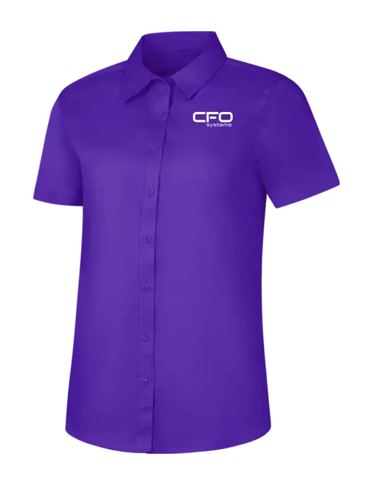 Womens Purple Short Sleeve Superpro React Twill Shirt w/CFO Systems Logo