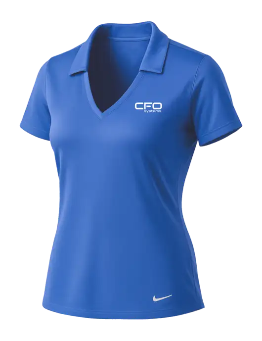 NIKE Light Royal Womens Dri-Fit Vertical Mesh Polo w/CFO Systems Logo