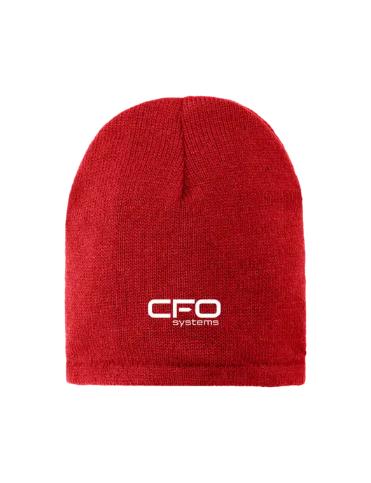 Red Fleece-Lined Beanie Cap w/CFO Systems Logo