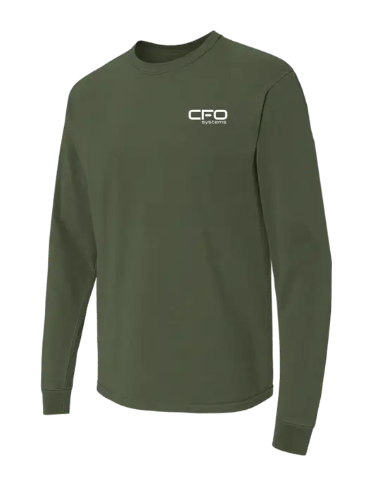 Comfort Colors Garment-Dyed Dark Olive Green Heavyweight Long Sleeve T-Shirt w/CFO Systems Logo