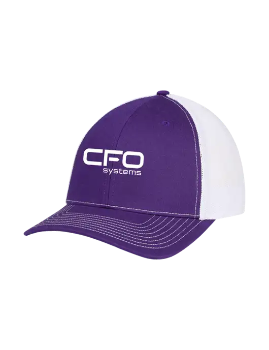Richardson Adjustable Snapback Original 112 Trucker Cap Purple w/White Mesh w/CFO Systems Logo