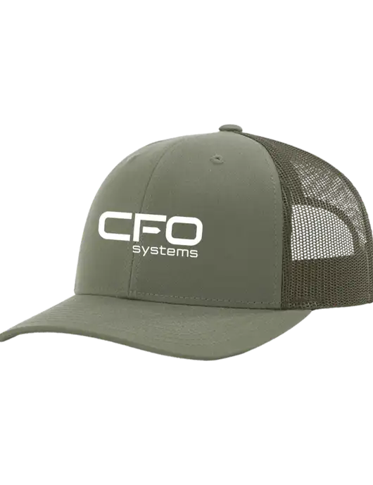 Richardson Adjustable Snapback Original 112 Trucker Cap Medium Olive w/Medium Olive Mesh w/CFO Systems Logo