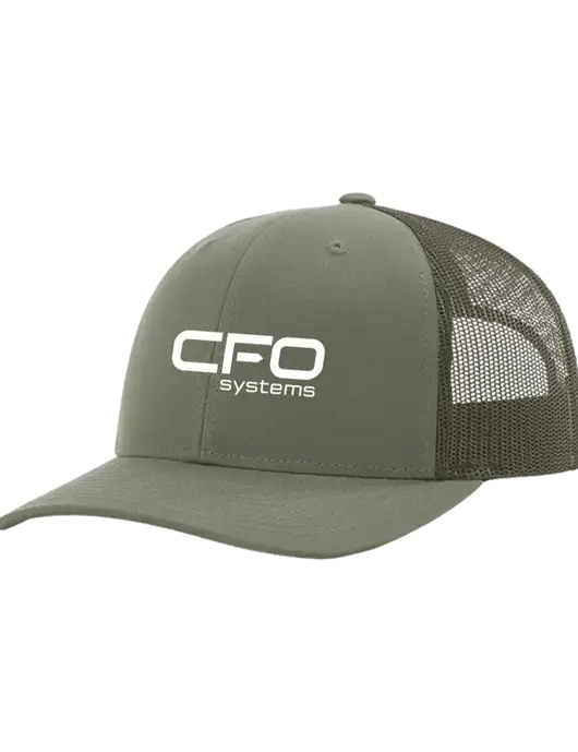 Richardson Adjustable Snapback Original 112 Trucker Cap Medium Olive w/Medium Olive Mesh w/CFO Systems Logo