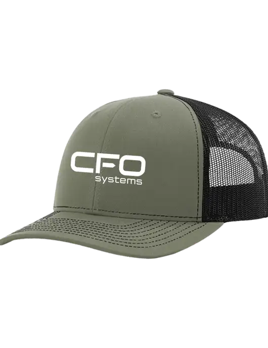 Richardson Adjustable Snapback Original 112 Trucker Cap Medium Olive w/Black Mesh w/CFO Systems Logo