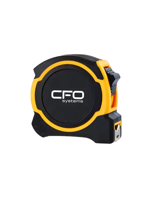 Yellow and Black Pro Tape Measure, 25'
 w/CFO Systems Logo