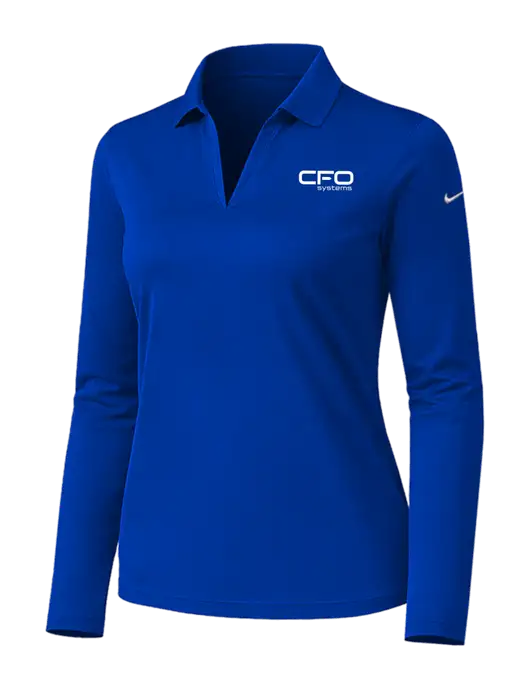 Nike Womens Dark Royal Dri-FIT Micro Pique 2.0 Long Sleeve Polo w/CFO Systems Logo